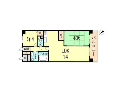 ライオンズマンション長田ヒルズ(2LDK/5階)の間取り写真