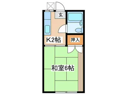 ハイツ仲西(1K/1階)の間取り写真