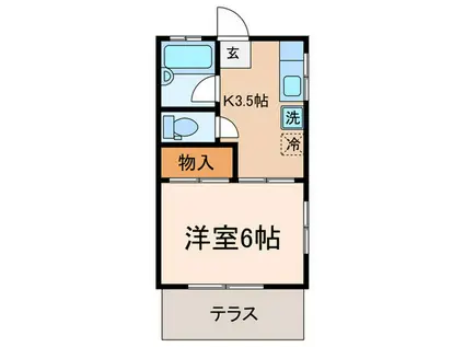 ドリームハウス(1K/1階)の間取り写真