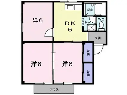 シティハイツ清和(3DK/1階)の間取り写真