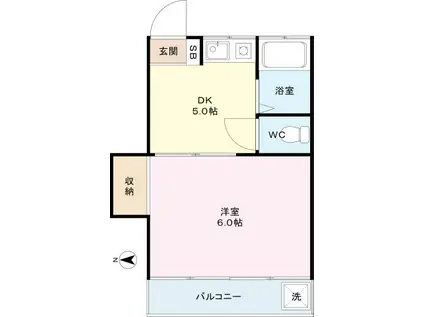 ニュープリンス(1DK/1階)の間取り写真