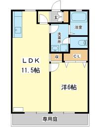 サンライフ森の西(1LDK/1階)の間取り写真