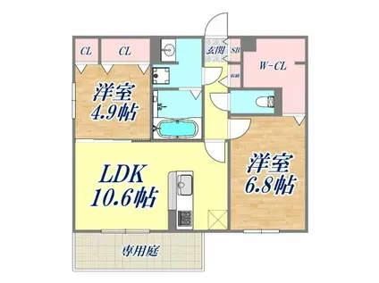 サンパティーク東町(2LDK/3階)の間取り写真