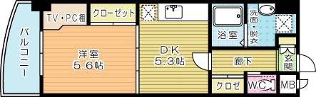 S-FORT小倉(1DK/9階)の間取り写真