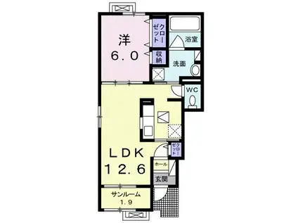 LA FONTE AI B(1LDK/1階)の間取り写真