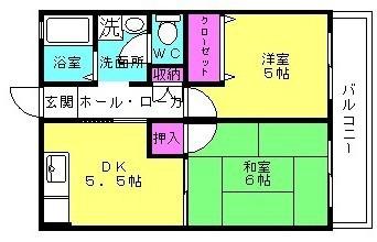 ラフォーレ(2DK/2階)の間取り写真