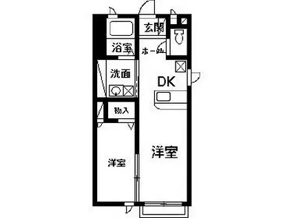 メトロプラザA(1DK/1階)の間取り写真