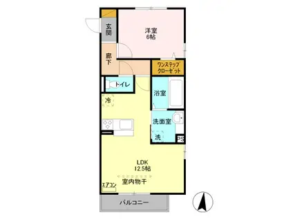 レスポワール B(1LDK/1階)の間取り写真