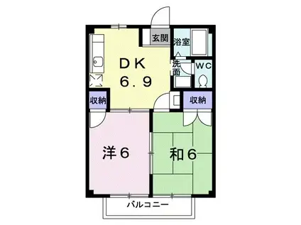 ニューシティ三輪(2DK/1階)の間取り写真