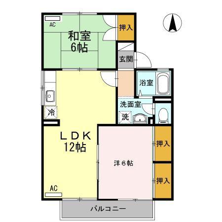 池田ファミリーゼーション E棟(2LDK/2階)の間取り写真