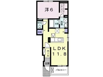 エレガンスIII(1LDK/1階)の間取り写真