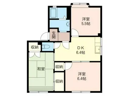 宮之上ハイツ(3DK/2階)の間取り写真