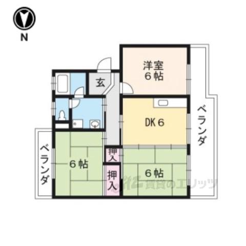 栗東ハイツB棟(3DK/4階)の間取り写真