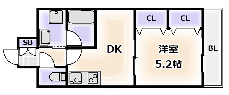 CITY SPIRE難波南(1DK/4階)の間取り写真