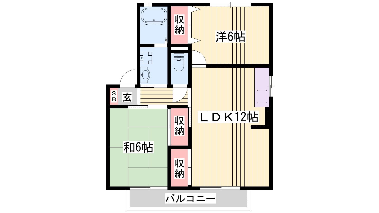 キャピタルコンフォール加古川D棟(2LDK/2階)の間取り写真