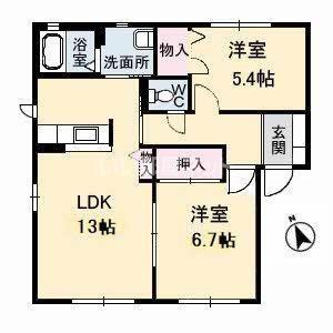 MYメゾンみらいえB棟(2LDK/1階)の間取り写真