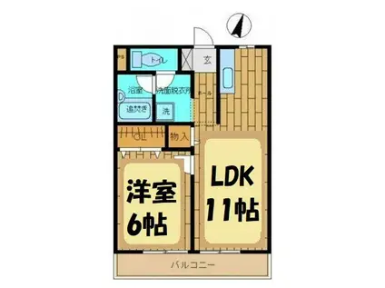 ユアーキャッスル(1LDK/1階)の間取り写真