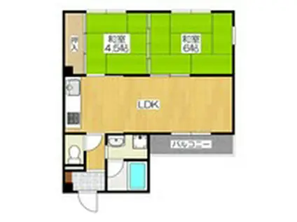 セルバ山本I(2LDK/2階)の間取り写真