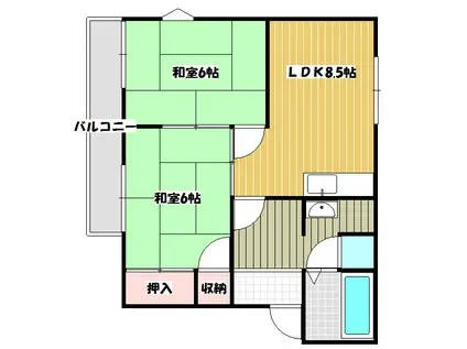 コーポラス近藤(2LDK/1階)の間取り写真