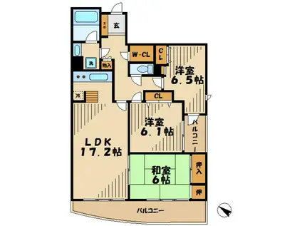 サニークレスト百合ヶ丘(3LDK/4階)の間取り写真