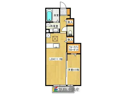 メゾン・ド・カメリア(1LDK/1階)の間取り写真