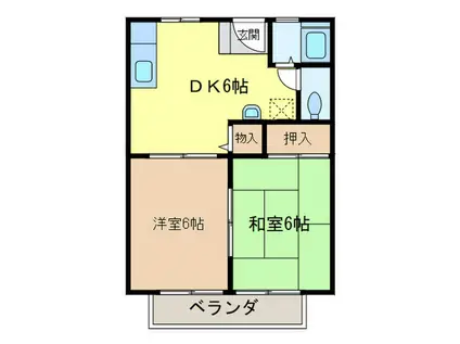 パナハイツ 東岸和田(2DK/2階)の間取り写真