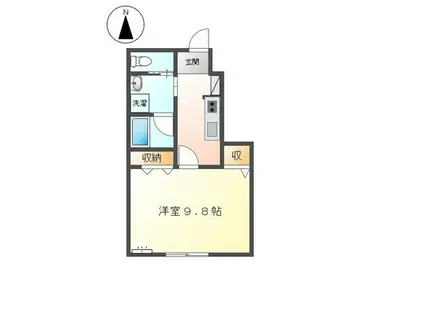 ヴィレッジゆたかII(1K/1階)の間取り写真