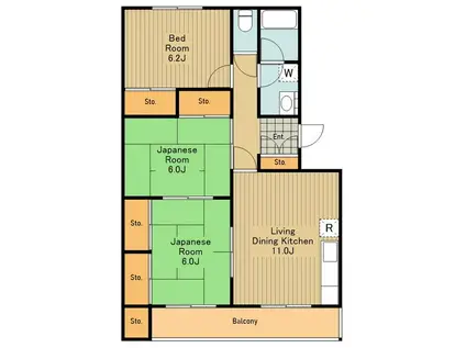 プライムコート大和田II(3LDK/1階)の間取り写真