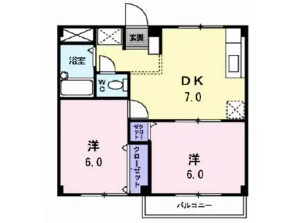 シティハイツ立石(2DK/2階)の間取り写真