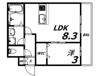エハコ日暮通(1LDK/2階)の間取り写真
