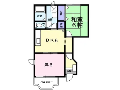 ラ・フィーネ(2DK/1階)の間取り写真