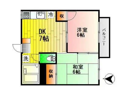 ライフィット大下(2DK/2階)の間取り写真