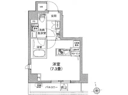 ティモーネ日暮里イースト(ワンルーム/7階)の間取り写真