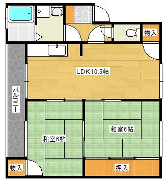 ニューハイム(2LDK/2階)の間取り写真