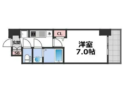 ソルテラスOSAKA緑橋クレアスト(1K/6階)の間取り写真