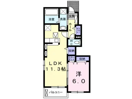 ラフレシールIII(1LDK/1階)の間取り写真