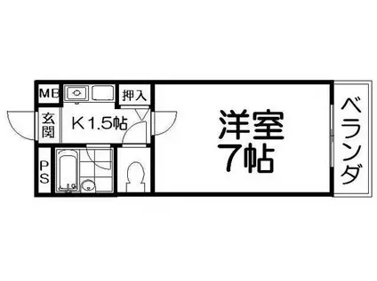 エクセル長尾(1K/3階)の間取り写真