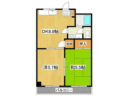 市川第二マンション(2DK/2階)の間取り写真