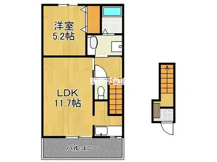 グラン シエル 弐番館(1LDK/2階)の間取り写真