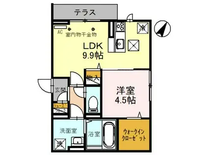 ミレニアセジュール熊谷(1LDK/1階)の間取り写真