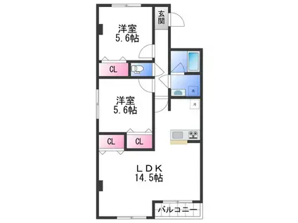 水原マンションIII(2LDK/3階)の間取り写真