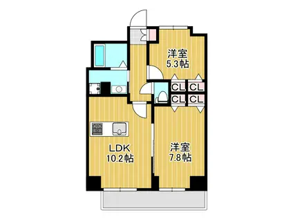 LASA大崎V(2LDK/1階)の間取り写真