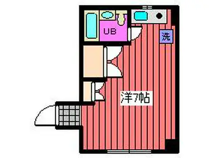 石川ビル(ワンルーム/2階)の間取り写真