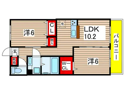 グレースシティ(2LDK/3階)の間取り写真