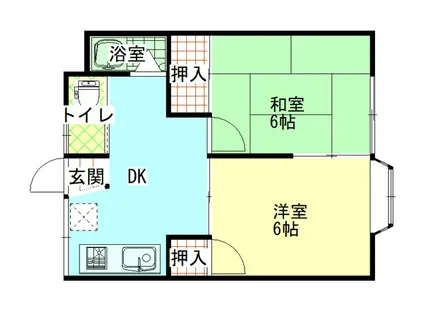 ニューフラワーハウス(2K/2階)の間取り写真