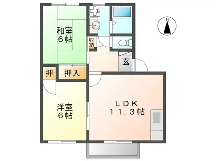 モンシャトー可児 C(2LDK/2階)の間取り写真