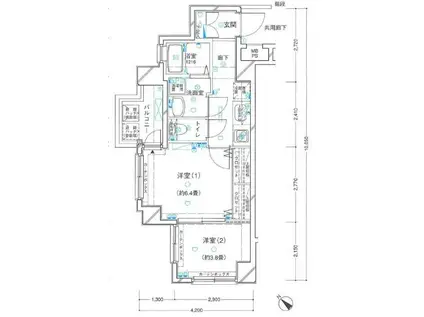 ヴェルト横濱石川町(2K/4階)の間取り写真