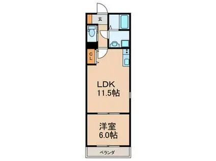 CASA胡録台(1LDK/1階)の間取り写真
