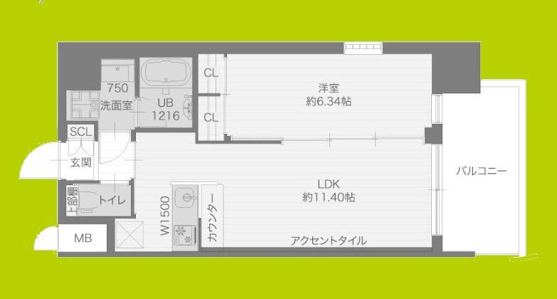プレジオ城東(1LDK/8階)の間取り写真