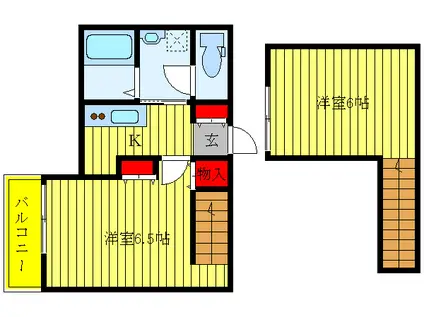DUO COURT芝下(1K/2階)の間取り写真